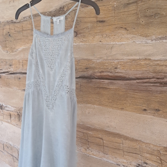 Jodifl Gray Lace & Ruffle Trimmed Racerback Rayon Midi Dress Size Large - Picture 4 of 8